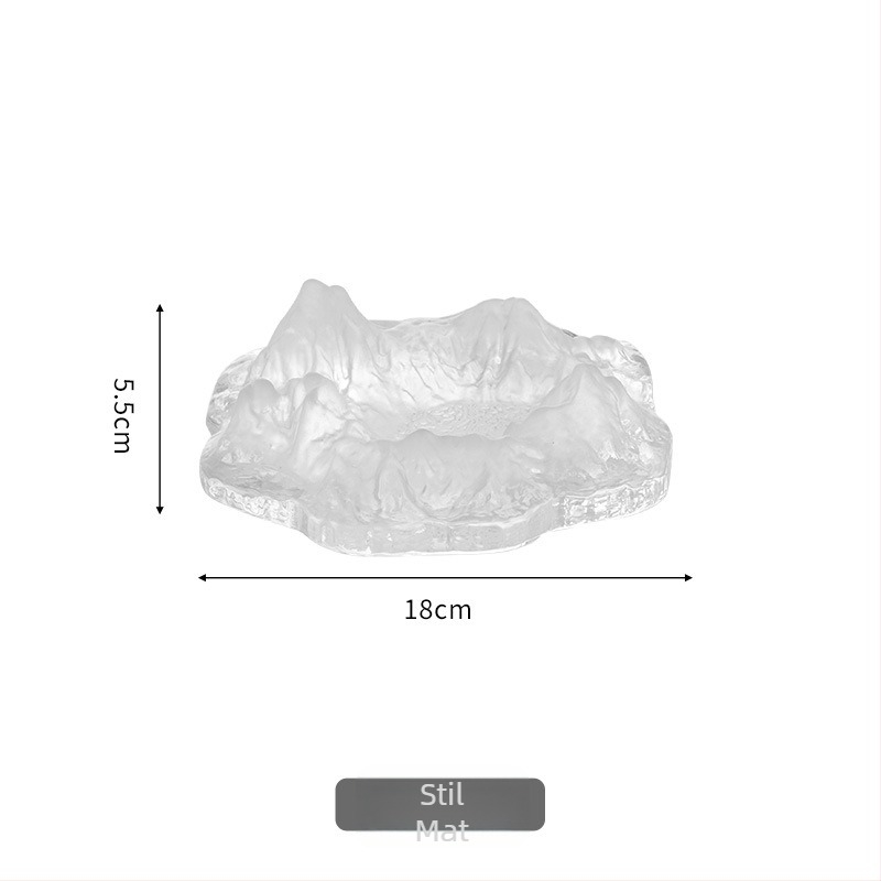 Scrumieră de sticlă în stil european, cu motiv iceberg și munte de zăpadă; piesă decorativă și de colecție pentru casă, bar sau birou.