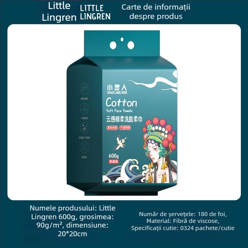 Little Spirit Prosop de unică folosință, pentru utilizare umedă și uscată, 600 g, fibre vegetale, țesătură simplă, lansat în 2024