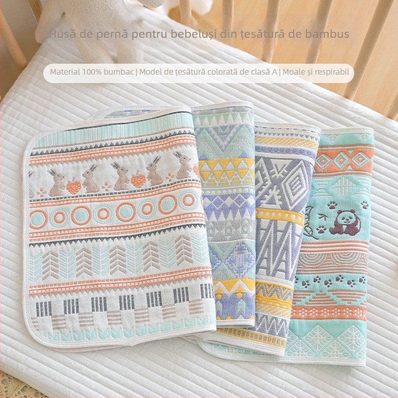 Prosop pentru pernă – 100% bumbac; tifon cu șase straturi; absorbție a transpirației; respirabil; potrivit pentru nou-născuți și copii (100% bumbac; tifon cu șase straturi; absorbție a transpirației; respirabil; potrivit pentru nou-născuți și copii)