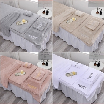 Prosop de curățare pentru salon cu logo brodat, fleece coral, 300 g, absorbție 16–20 s, personalizabil, tiv