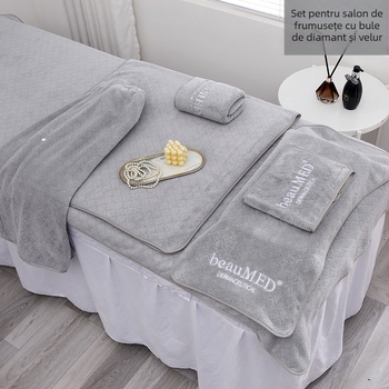 Prosop de curățare pentru salon cu logo brodat, fleece coral, 300 g, absorbție 16–20 s, personalizabil, tiv