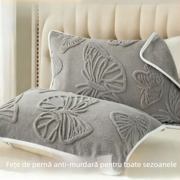 Set de două fețe de pernă Fushini, din coral fleece