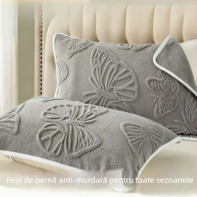 Set de două fețe de pernă Fushini, din coral fleece