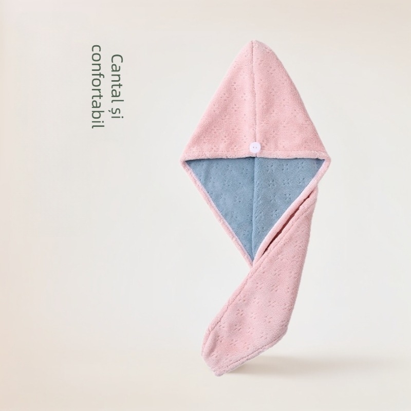 Șapcă de uscare a părului din velur coral dublu-strat, absorbantă și uscare rapidă, pentru femei, 80–99 g