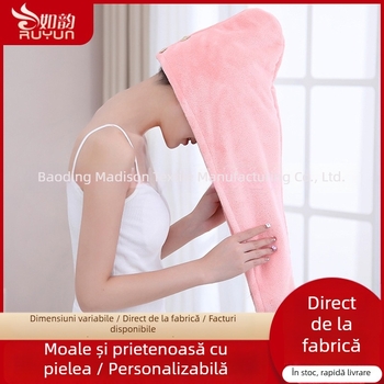 Căciulă de uscare a părului pentru femei, dublu strat, uscare rapidă, pentru păr lung, broderie cu desen animat, fleece coral, jacquard 150D, 80–99 g