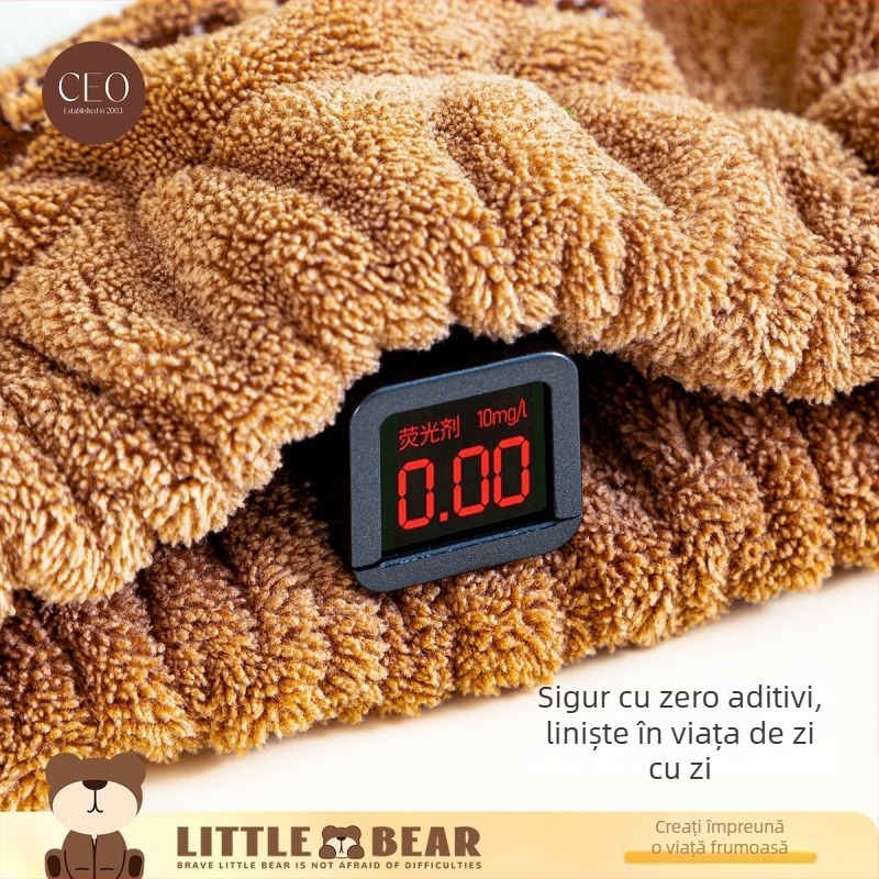 Șapcă de uscare a părului din fleece coral cu model desen animat, uscare rapidă, 32s fire, 80–99 g