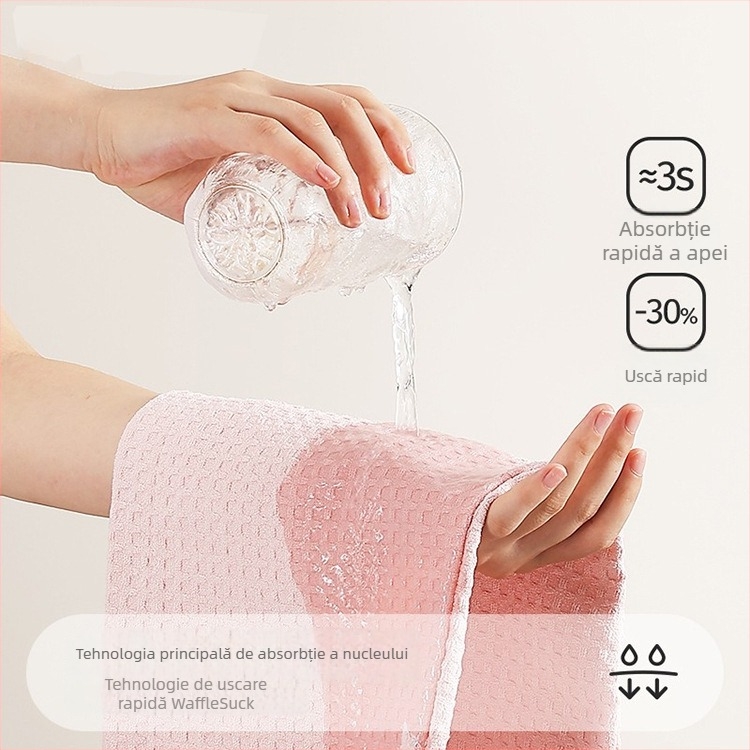 Pălărie de uscare a părului cu textură de waffles, super-absorbentă, uscare rapidă, pentru adulți; Brand: Wanyu; Material: poliester; Număr produs: Waffle Drying Hair Cap; Fir: 60 Count; Greutate: peste 200 g