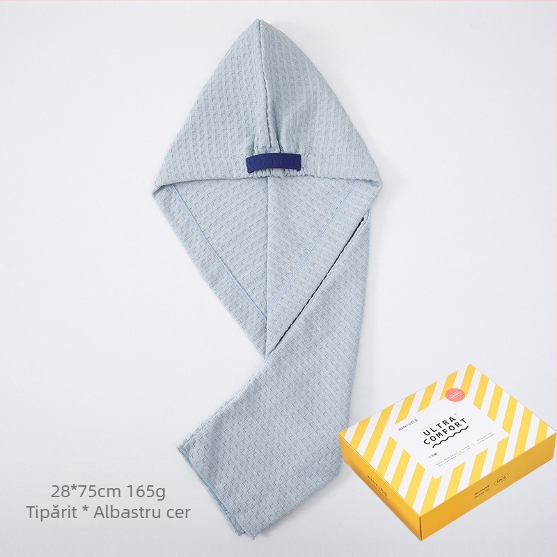 Pălărie de uscare a părului cu textură de waffles, super-absorbentă, uscare rapidă, pentru adulți; Brand: Wanyu; Material: poliester; Număr produs: Waffle Drying Hair Cap; Fir: 60 Count; Greutate: peste 200 g