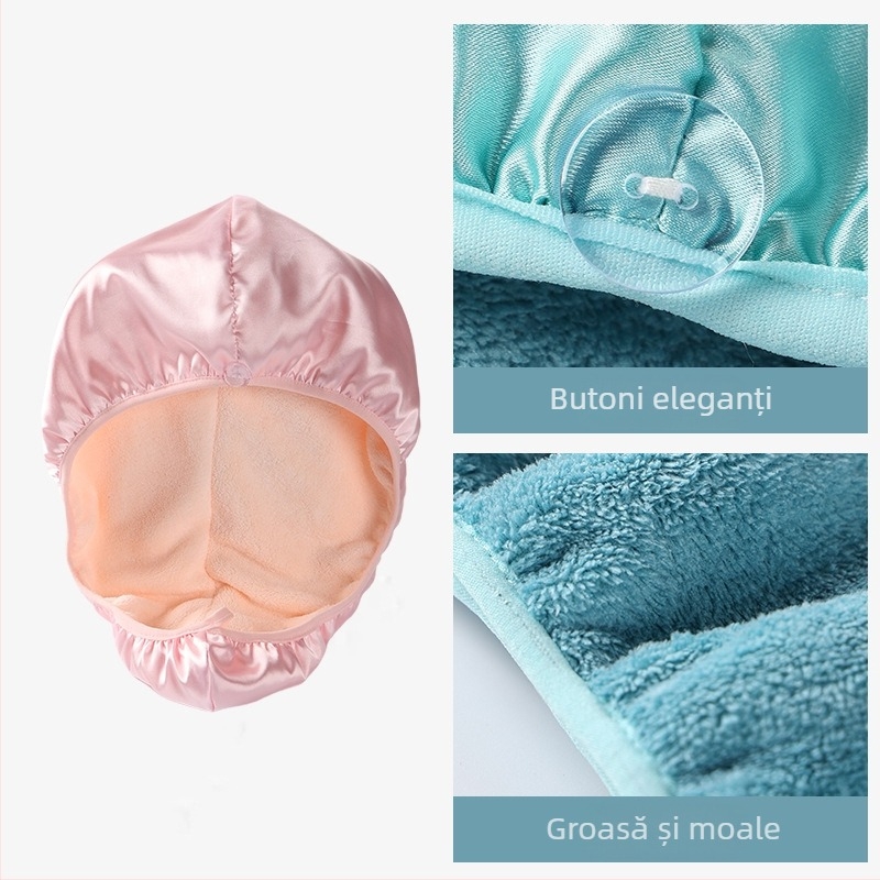 Bonetă de uscare a părului, velur coral, dublu strat, 32S fir, greutate 100-119 g, Personalizabilă