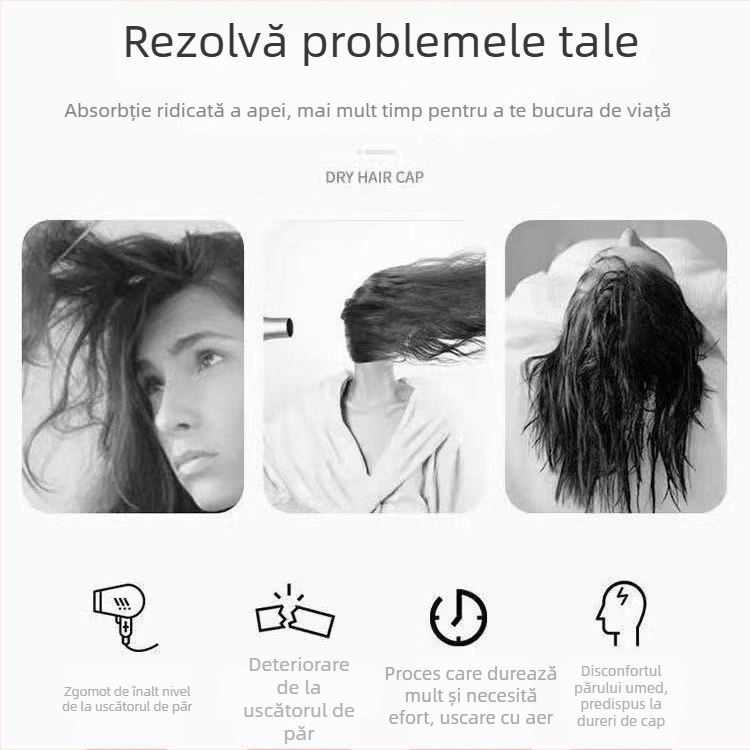 Șapcă dublă din velur coral pentru uscare păr, gros, uscare rapidă – Poliester, 100–119 g, fibră înaltă/jos și velur tăiat