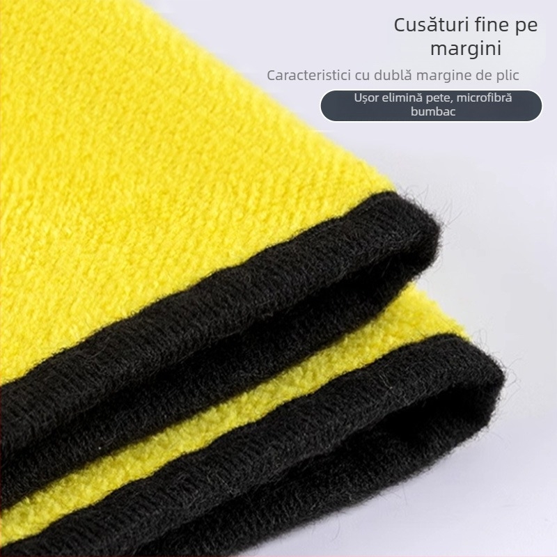 Prosop de curățare pentru mașină, catifea coral densitate înaltă, îngroșat, absorbant, dual-use pentru mașină și casă, cârpă multifuncțională de curățare, poliester