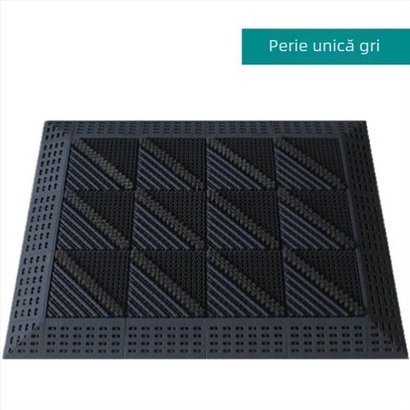 Covor de intrare trei în unu, covoraș din plastic antiderapant pentru exterior, pătrat