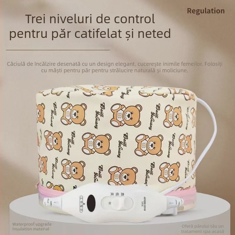 Șapcă electrică de încălzire pentru păr, pentru uz casnic, cu încălzire spa, tratament cu mască de păr, capac de uscare, detașabilă și lavabilă