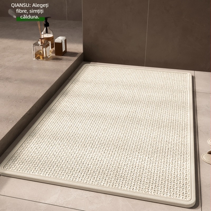 Covoraș de podea din in - antiderapant, absorbant, potrivit pentru baie și sufragerie, pătrat, stil minimalist