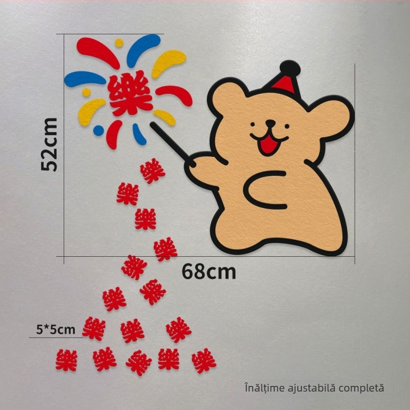 Set decorativ de autocolante pentru perete cu un cățeluș în linii și cu cuvântul Happy pentru decorul camerei proaspăt căsătorite (garderobă și uși) • Material: Felt • Brand: Imena • Categorie: Happy word • Import: Nu