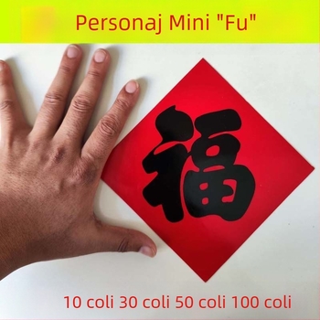 Stickere norocoase cu stil chinezesc pentru uși și dulapuri - hârtie laminată, textură reliefată, temă Anul Iepurelui, Festivalul de Primăvară