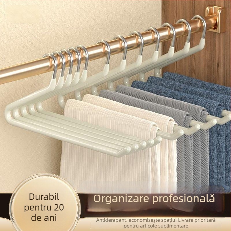 Suport pentru pantaloni din oțel inoxidabil, în formă de gâscă, cu clipsuri antiderapante pentru garderoba de acasă, stil modern minimalist
