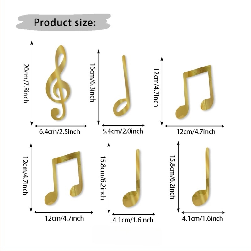 Decal PVC pentru perete 3D Notă muzicală decor, autoadeziv, stil modern minimalist, pentru living, dormitor și birou