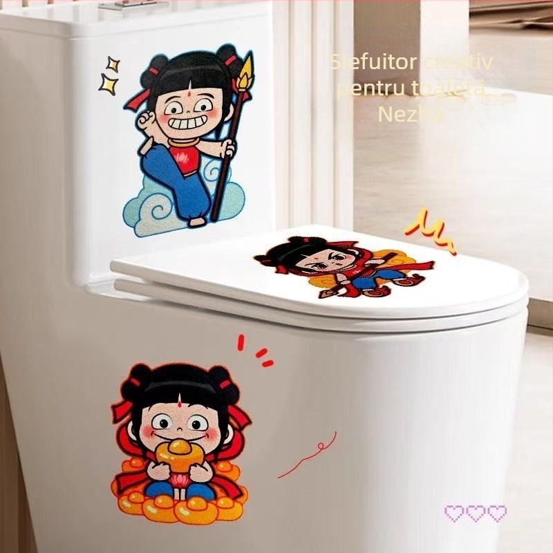 Decal pentru toaletă — autocolant autoadeziv din felt, stil modern minimalist, potrivit pentru baie, personalizare disponibilă