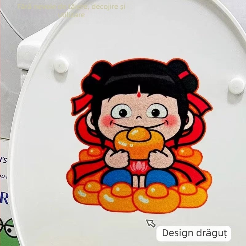 Decal pentru toaletă — autocolant autoadeziv din felt, stil modern minimalist, potrivit pentru baie, personalizare disponibilă