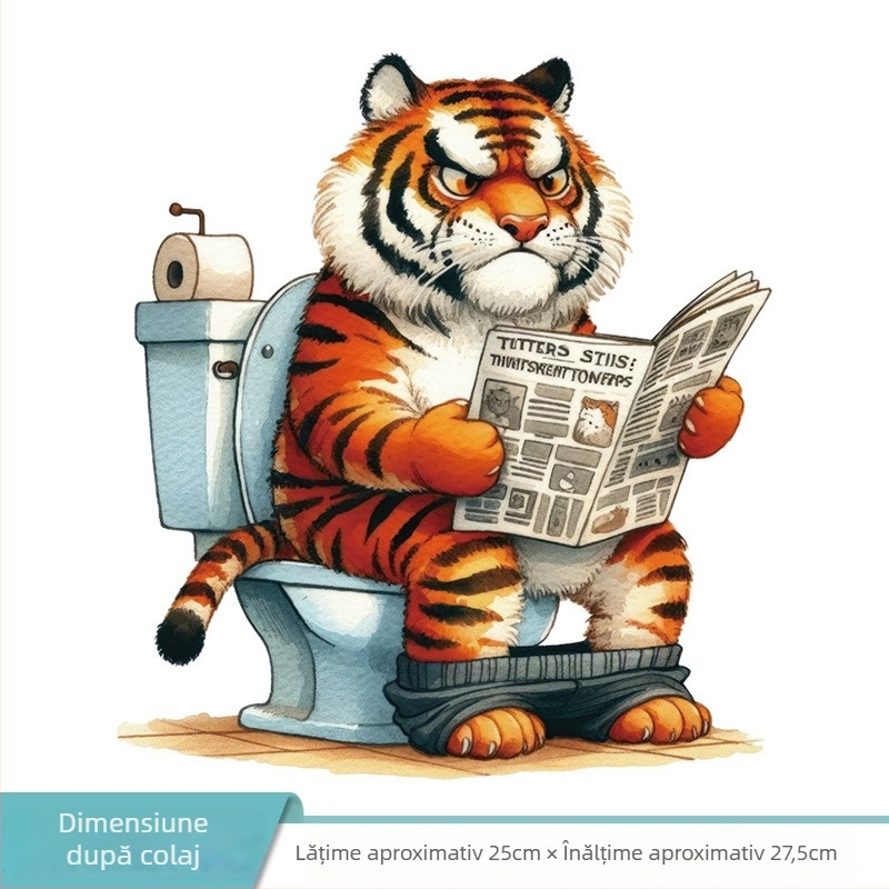 Stickere pentru perete de baie – animale desen animate (leu și zebra), PVC, autocolant, stil desen animat