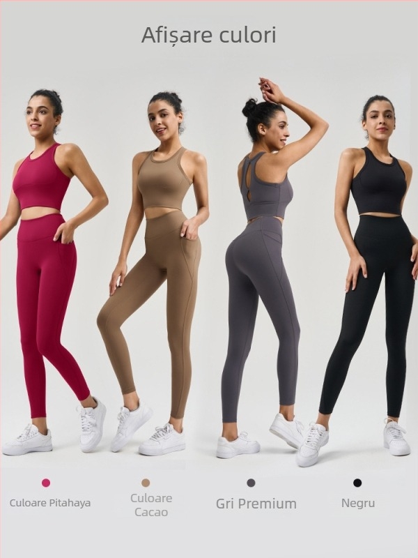  Sutien sport antibacterian pentru femei, top de yoga dintr-o bucată cupe modelate, spate frumos, pentru alergare și fitness