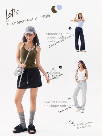 Top sport damă fără mâneci, uscare rapidă, din nailon 75% cu 25% spandex, cupă completă, formă medie; potrivit pentru alergare, fitness și dans