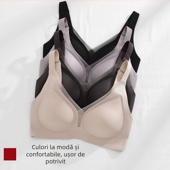  Sutien jelly fără cusături pentru femei, push-up, anti-cădere, cupe modelate subțiri, bretele fixe duble