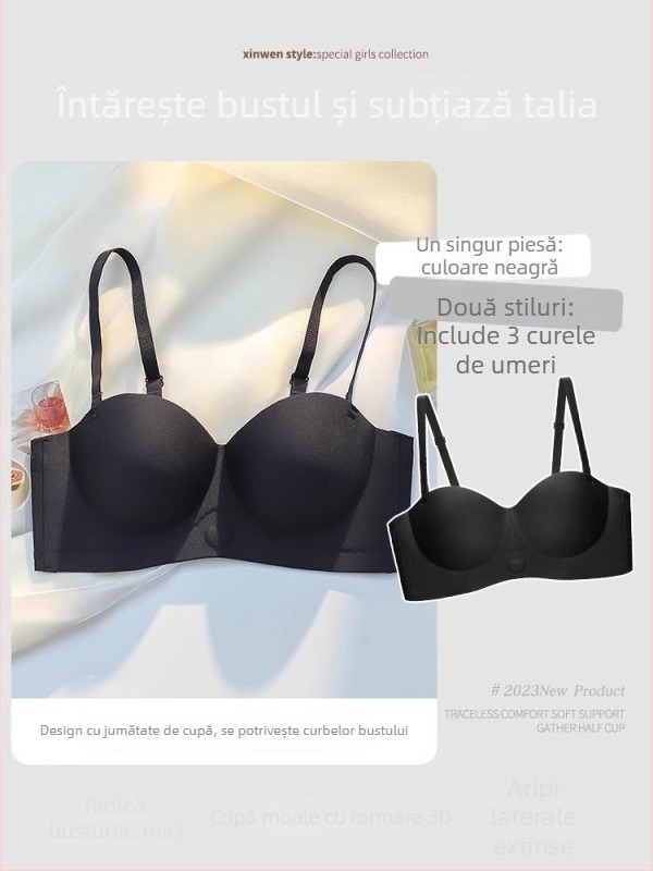 Sutien din nylon cu cupă 3/4, cupă turnată, bretele detașabile dublate, închidere la spate cu trei rânduri, material principal nylon pentru efect de strângere