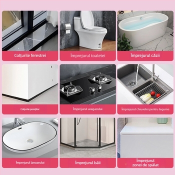 Bandă de etanșare a marginii pentru baie și bucătărie — autoadezivă, PVC, rezistentă la apă, antimucegai