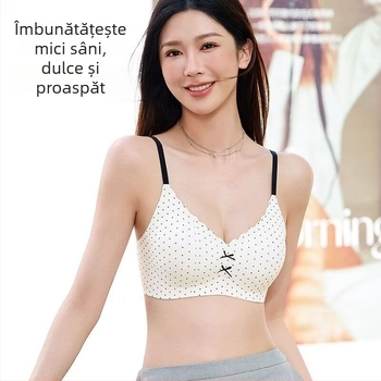 Sutien fără cusături cu fundă buline – nailon, cupă 3/4, cupă modelată (varf subțire, bază groasă), susținere de ridicare