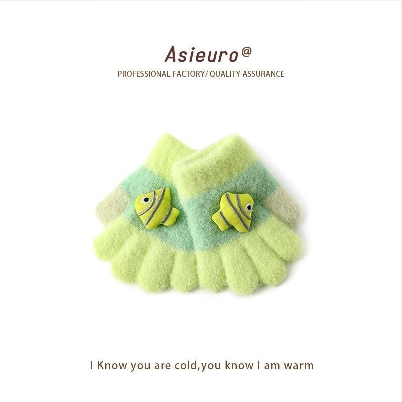 Mănuși pentru copii cu cinci degete, unisex, acrilic, jacquard, calde și rezistente la vânt, pentru iarnă și toamnă, 2–12 ani.