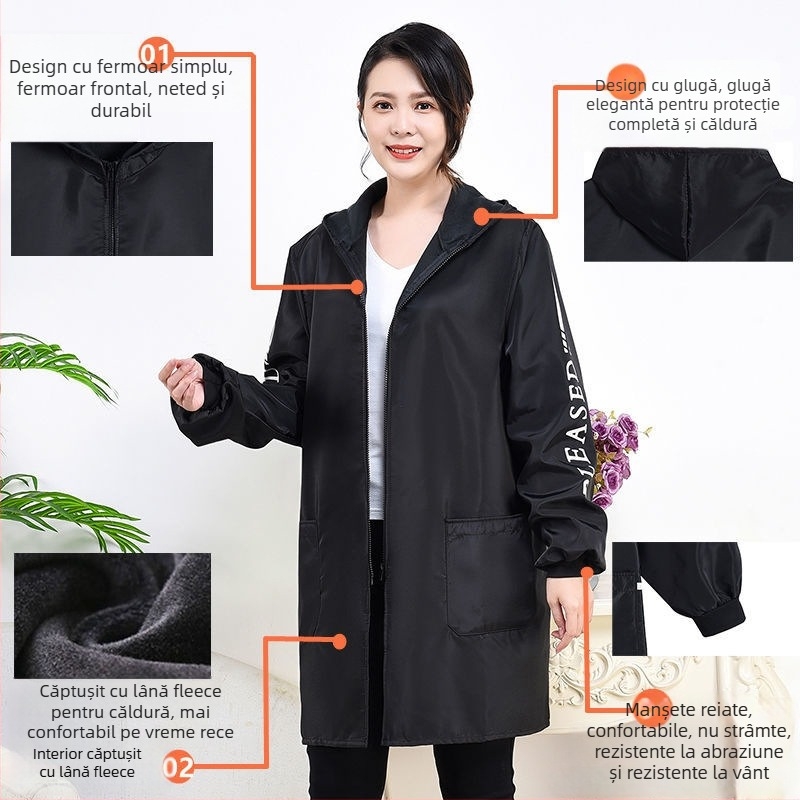 Halat de bucătărie cu mâneci lungi, impermeabil și rezistent la ulei, material PVC, căptușeală poliester, mărimea 3XL, Camellia