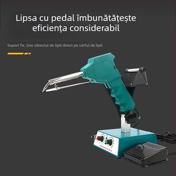 Stație de lipire cu pedă, temperatură constantă/reglabilă, alimentare automată cu sârmă de lipit, oțel inoxidabil, 24V, 80–120W