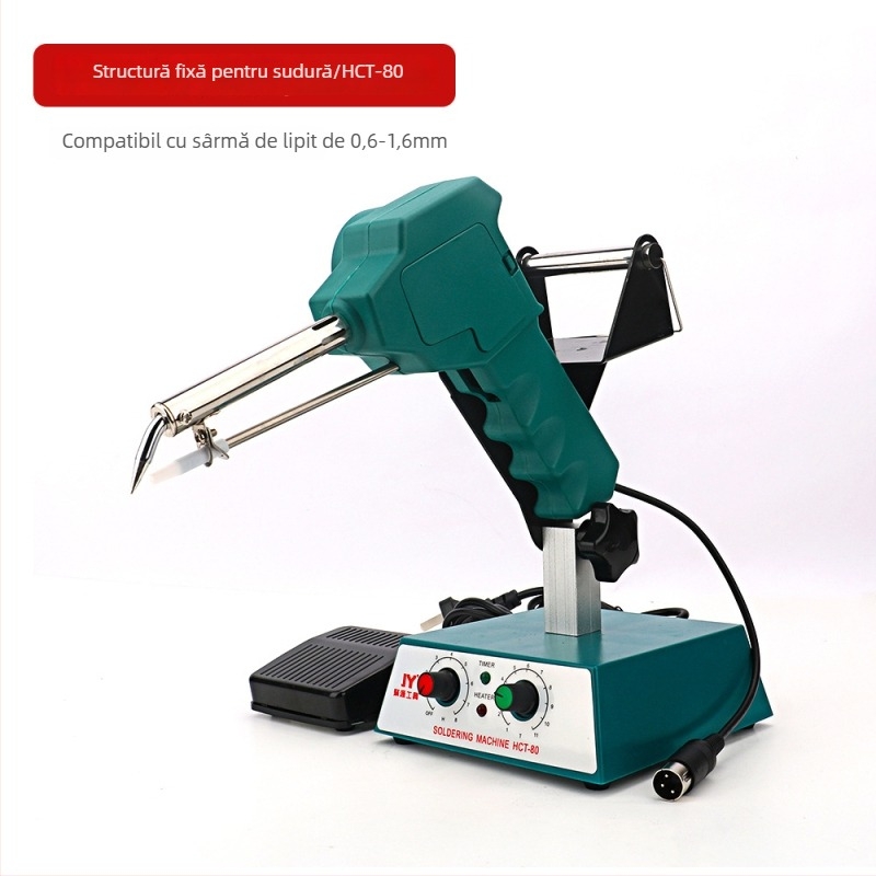 Stație de lipire cu pedă, temperatură constantă/reglabilă, alimentare automată cu sârmă de lipit, oțel inoxidabil, 24V, 80–120W