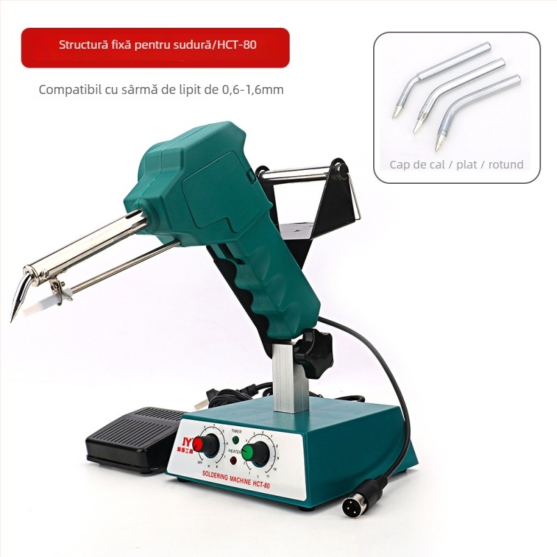 Stație de lipire cu pedă, temperatură constantă/reglabilă, alimentare automată cu sârmă de lipit, oțel inoxidabil, 24V, 80–120W