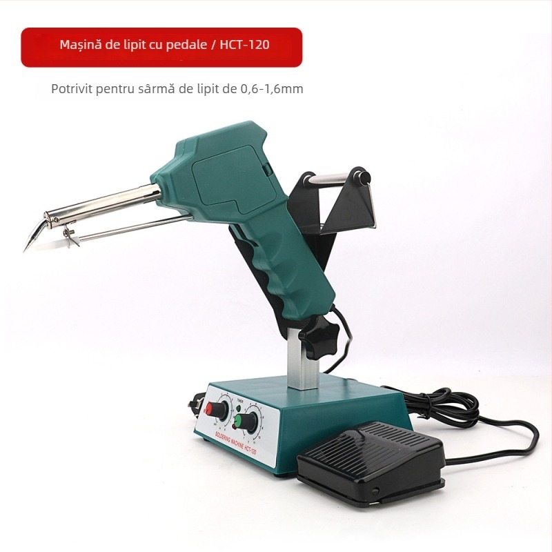 Stație de lipire cu pedă, temperatură constantă/reglabilă, alimentare automată cu sârmă de lipit, oțel inoxidabil, 24V, 80–120W