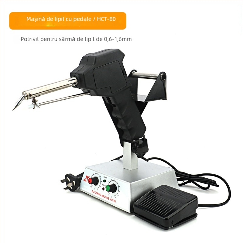 Stație de lipire cu pedă, temperatură constantă/reglabilă, alimentare automată cu sârmă de lipit, oțel inoxidabil, 24V, 80–120W