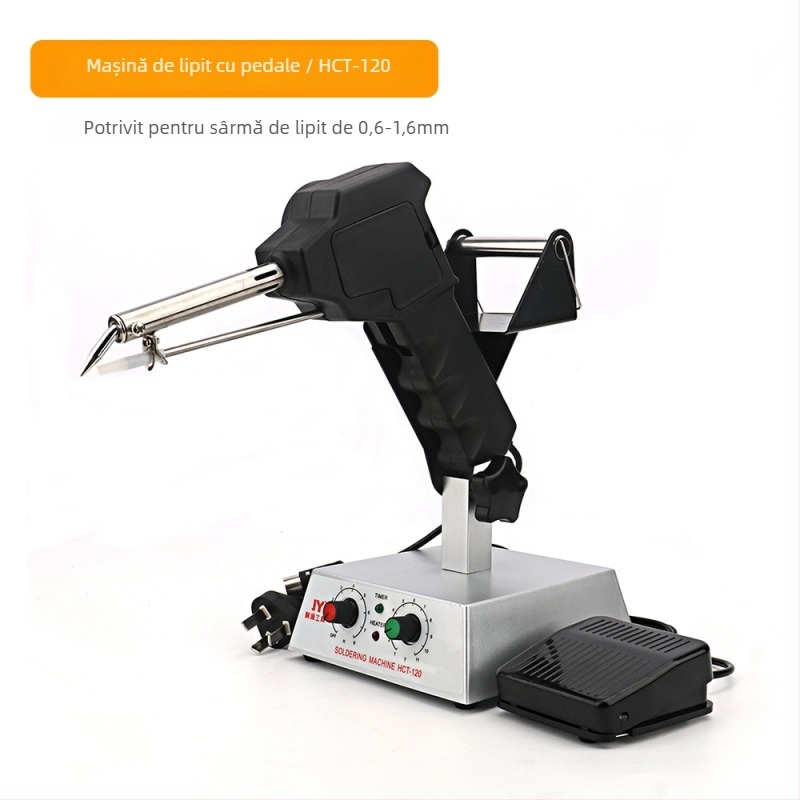 Stație de lipire cu pedă, temperatură constantă/reglabilă, alimentare automată cu sârmă de lipit, oțel inoxidabil, 24V, 80–120W