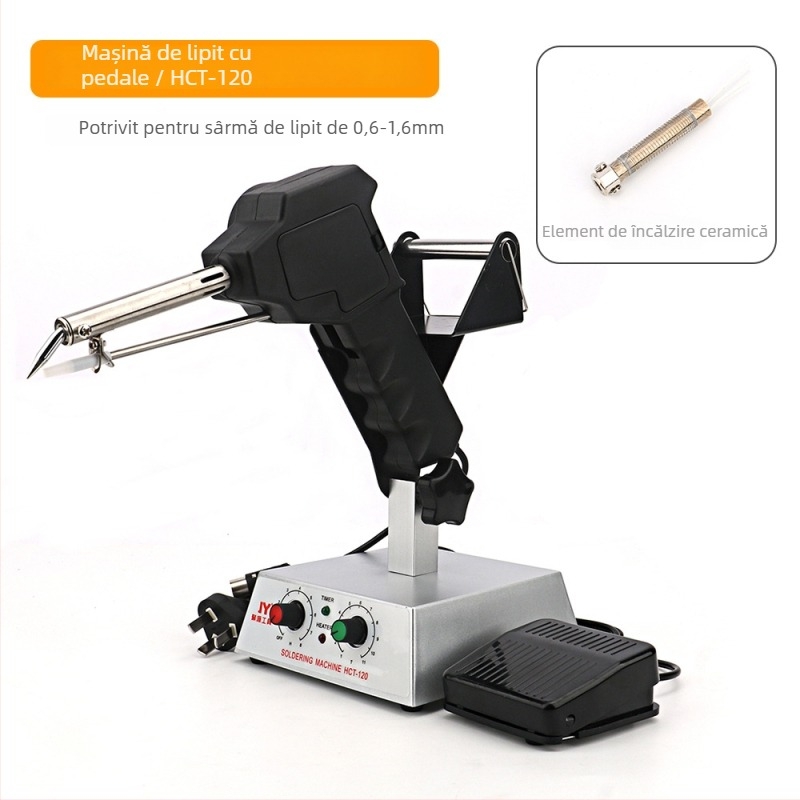 Stație de lipire cu pedă, temperatură constantă/reglabilă, alimentare automată cu sârmă de lipit, oțel inoxidabil, 24V, 80–120W