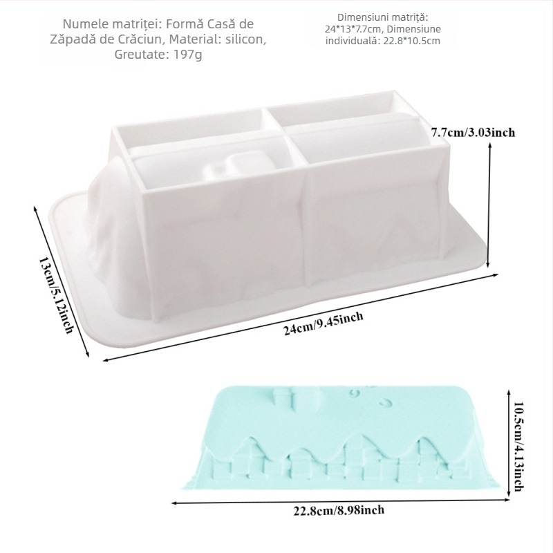 Formă de silicon pentru tort, set de 6 bucăți pentru tort mousse în formă de brad, formă neregulată