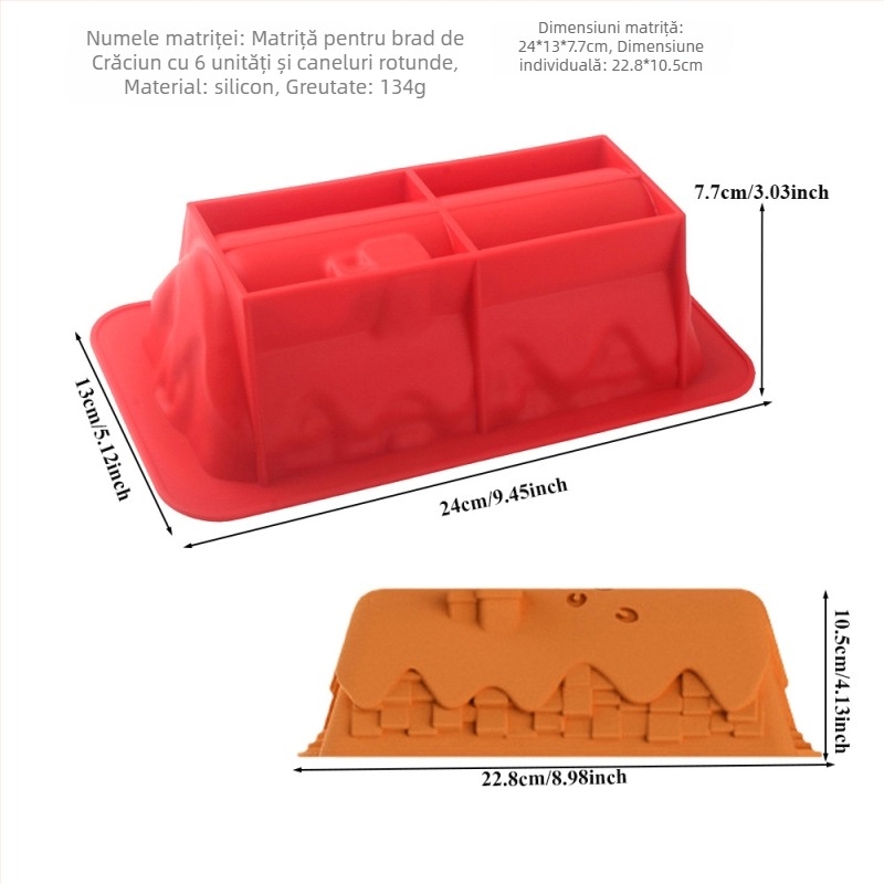 Formă de silicon pentru tort, set de 6 bucăți pentru tort mousse în formă de brad, formă neregulată