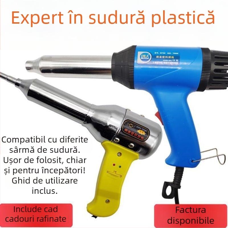 Pistol de sudură pentru plastic cu aer cald, unelte electrice cu aer cald pentru repararea barei de protecție, pistol de topire