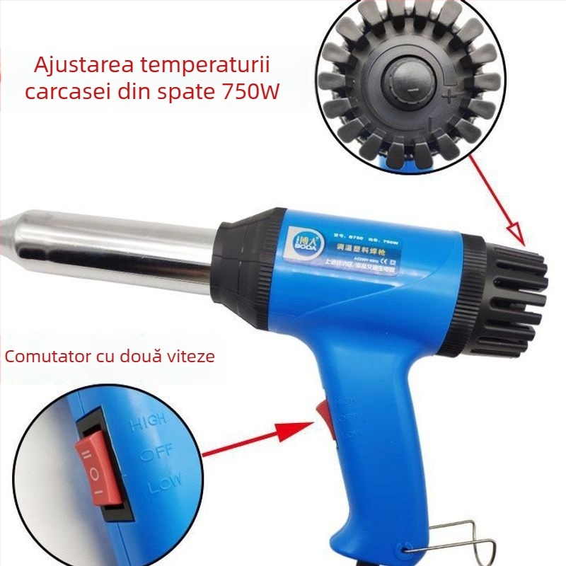 Pistol de sudură pentru plastic cu aer cald, unelte electrice cu aer cald pentru repararea barei de protecție, pistol de topire