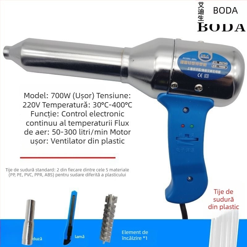 Pistol de sudură pentru plastic cu aer cald, unelte electrice cu aer cald pentru repararea barei de protecție, pistol de topire