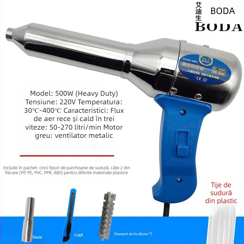 Pistol de sudură pentru plastic cu aer cald, unelte electrice cu aer cald pentru repararea barei de protecție, pistol de topire
