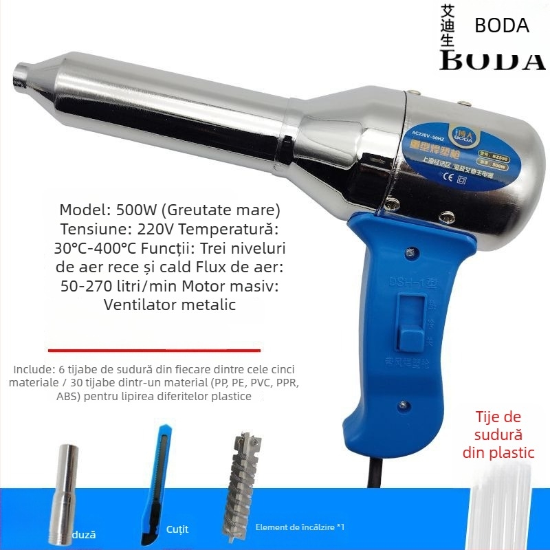 Pistol de sudură pentru plastic cu aer cald, unelte electrice cu aer cald pentru repararea barei de protecție, pistol de topire