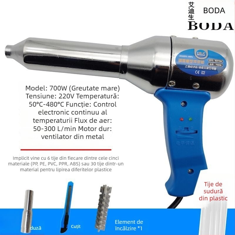 Pistol de sudură pentru plastic cu aer cald, unelte electrice cu aer cald pentru repararea barei de protecție, pistol de topire