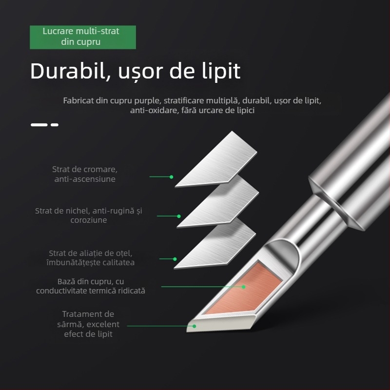 Vârf de lipire BY905 – Încălzire internă universală, 60W, Cupru, Vârf în formă de copită 905S
