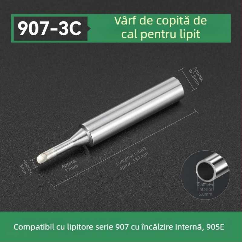 Vârf de lipire BY905 – Încălzire internă universală, 60W, Cupru, Vârf în formă de copită 905S